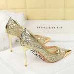 BIGTREE 2026 Fashion Metal Decoration Mesh Hollow Pointed Toe Woman Pumps Thin Heels Party Ladies Shoes Zapatillas De Mujer
