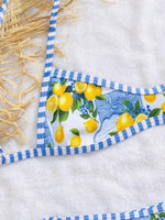 Sexy Sky Blue Fruit Print Micro Bikini 2026 Women Brazilian Pleate Push Up Bra Hollow Thong Swimsuit Beach Bathing Suit Swimwear