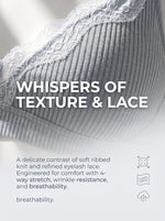 Ladies Bra Grey Ribbed Knit with White Lace Panel Sculpted Support Padded Bralette Smooth Comfort Women Lingerie MR3458