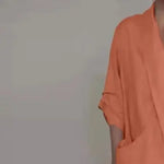 Bohemian Maxi Dress Spring Autumn Maxi Dress Robe Baggy Cross V Neck Large Pocket Retro A-line Casual Party Travel Dress