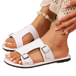 Women's 2026 New Double Buckle Strap Open-Toe Slide Sandals Minimalist Casual Summer Shoes