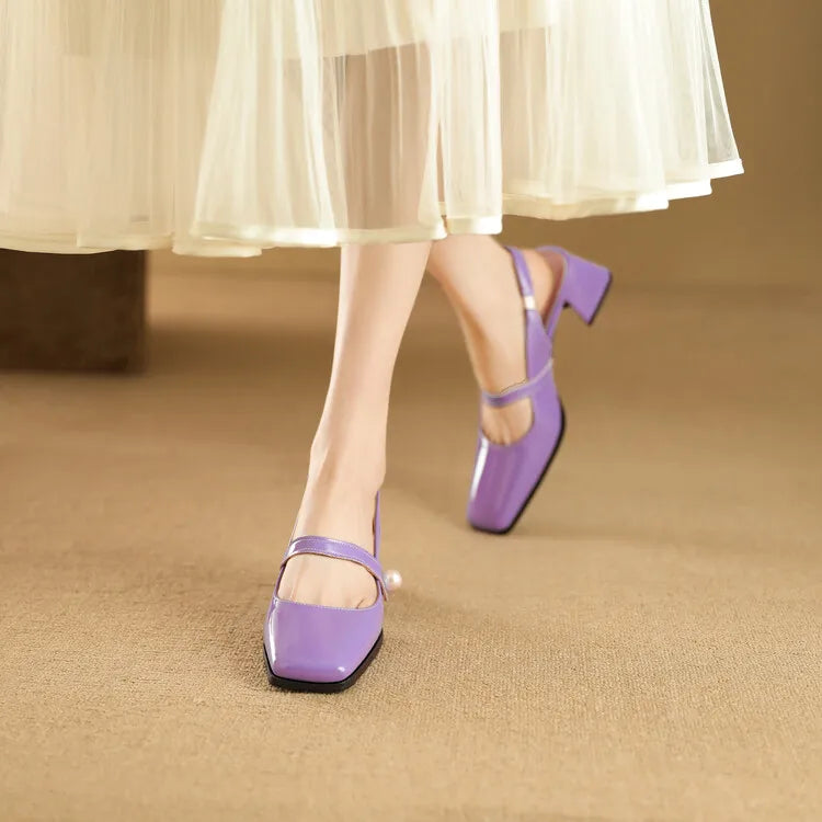 Elegant Slingback Sandals Women Summer Shoes Pink Black Silver Medium Heels Close Toe Office Party Shoes Female Large Size 45