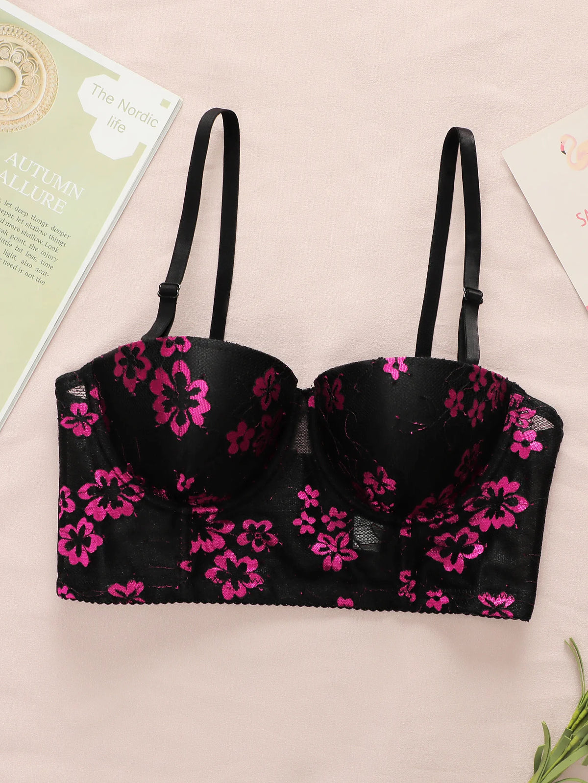 Chinese style new Chinese lace underwear floral bra half cup gathering pull up women's bra underwear B6131