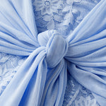 Women Off Shoulder Dress Sleeveless Lace Patchwork Tie-up Summer Long Dress for Cocktail Party