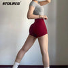 STOUREG Peach Hip High Waist Hip Lifting Shorts,Wrinkled Quick Drying Pilates Women's Yoga Pants, Sports Training Fitness Shorts