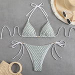 2026 Halter String Bikinis Sexy Triangle Swimsuit Women Plaid Swimwear Female Bathers Bathing Swimming Swim Suit Beachwear