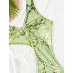 S - XL Asymmetric Printed Cut Out One Piece Swimsuit Women Swimwear Female One Shoulder Padded Bather Bathing Suit Swim K7318