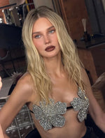 YOUR BUMP CURVE Handmade crystal bra flower embroidery inlaid metal rhinestones short top sexy women beach pool yacht sea party