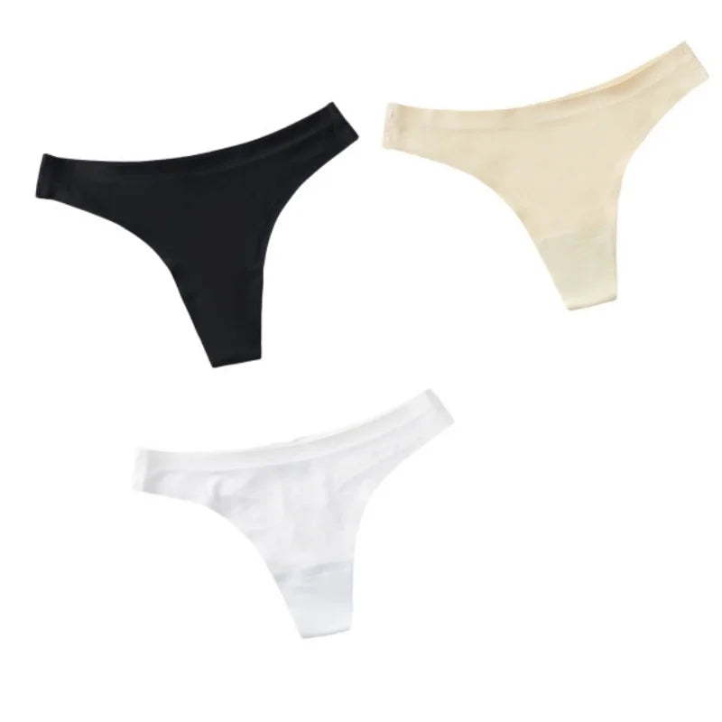 3Pcs/Set Women Panties Ultra-thin Thongs Female Underpants Seamless Underwear Sports Soft Solid Color Low Rise G-string