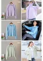 UV Protection Hooded Windbreaker Ice Silk Sun UPF 50+ UV Protection Jacket Big Brim Thin Ice Silk Sun Protection Jackets 4XL 5XL