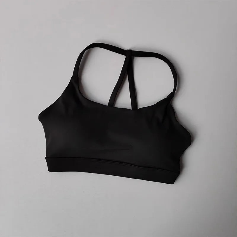 Women's Sexy Fitness Sports Bra Beautiful Back Gathering Naked Feel Comfortable Supportive Exercise Bra in Black/Mint/White