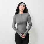 Women Stand Collar Full Zip Slim Fit Sports Jacket Soft Breathable Cropped Yoga Running Daily Workout Outerwear