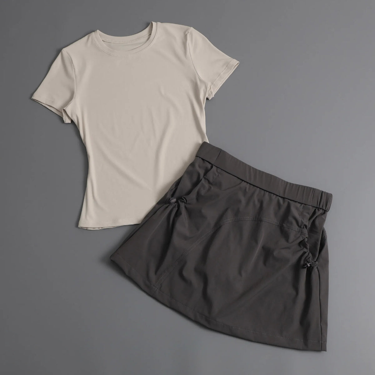 Summer Casual Yoga Sets Women Short Sleeve Loose T-shirt Sportwear High Waist Pocket Sports Short Skirt Fitness Running Wear