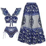 2025 New 2-Piece Shoulder Ruffle Swimsuit With Cover Up Sexy Women Swimwear Push Up Biquini Bathsuit Bodysuit Beachwear Dress