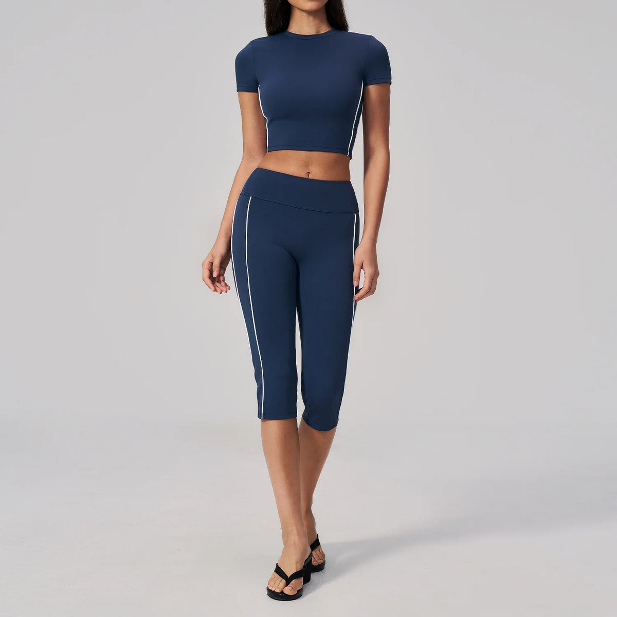 Color Blocked Yoga Suit Women Tracksuit Short Sleeve Shock-absorbing Sports T Shirts High Waist Pants Gym Running Fitness Suits