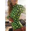 2026 Print One Piece Swimsuit Long Sleeve Swimwear Women Bathing Suit Vintage Zipper Swimsuit One Piece Surfing Swim Wear