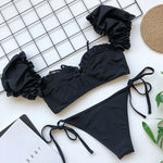 DEKA Brazilian Puff Sleeve Bikini Set Women Thong Swimsuit Printed High Waist Swimwear Bathing Suit Beachwear Push Up Bikini