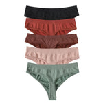 5Pcs/SetWomen Panties Low Rise G-String Thongs Seamless Underwear Female Underpants Sexy Lingerie Solid Color Bottom M-XL