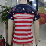 Women's 4th of July American Flag T Shirt Stylish Star Print Short Sleeve Round Neck Tops for Daily Wear
