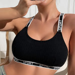 1pcs Letter Decor Sexy Women Ribbed Bras Breathable Comfortable Camisole Female Fashion Underwear Athletic Vest Sexy Lingerie