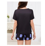 3-Piece Heart Print Pajama Women Sleepwear Home Clothes Short Sleeve Top with Shorts & Long Pants Pajamas Loungewear Short Suit