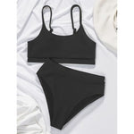 New Spiral Pit Strip U-Shaped High-Waisted Bikini Sexy Swimsuit Swimsuit Women Lightweight Fashion Classic Versatile Simple