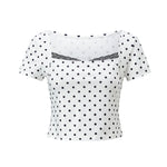 2026 Summer Women Lace Trim T-shirt Square Neck Short Sleeve Slim Fit Cropped Tops Trendy Daily Casual Retro Shirts