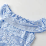 Women Off Shoulder Dress Sleeveless Lace Patchwork Tie-up Summer Long Dress for Cocktail Party