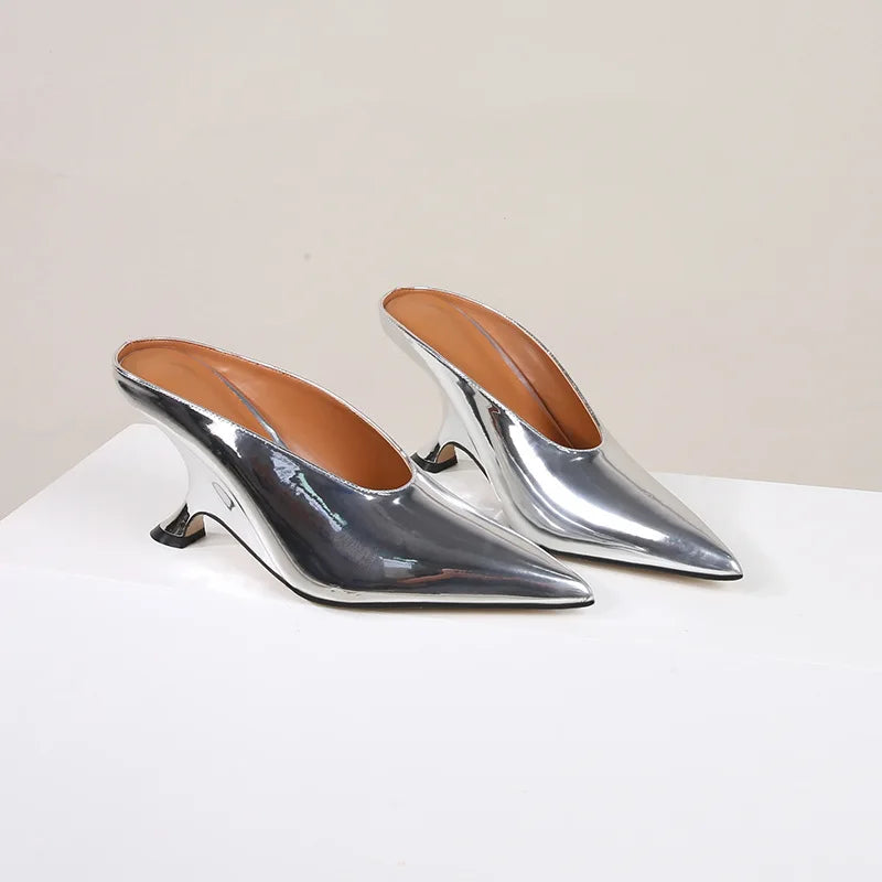Design Fashion Platform Wedges High Heels Mule Women Slippers Concise Shallow Pointed Toe Party Dress Ladies Shoes 2026