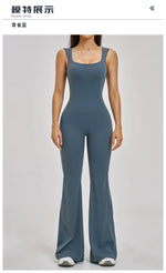 Slimming Yoga Jumpsuits Women Hollow Out Ruffles Backless Sportswear Fitness Back Hip-Lifting Leggings One-Piece Gym Bodysuits