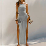 Sexy High Slit Crochet Knitted Tunic Beach Cover Up Long Dress Cover-ups Beach Dress Beach Wear Sarong Beachwear Female Women