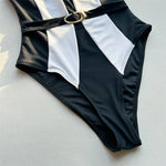 Sexy Black White Patchwork Swimwear One Piece Swimsuit Woman 2026 Strapless Bodysuit High Cut Swimming Wear Bathing Suit Bather