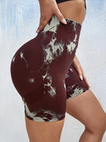 Tie Dye Yoga Shorts Marble Gym Shorts Women Push Up Sports Shorts Women Fitness Tights Breathable High Waist Booty Shorts