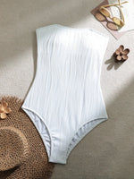 Sexy Bandeau Swimwear Women 2025 White Hollow Bandage Cross Drawstring One Piece Swimsuit Beach Bathing Suit Holiday Monokini