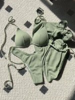With Skirt Wrinkled Bra Cup Bikini Female Swimsuit Women Swimwear Three-pieces Bikini Set Push Up Bathing Suit Swim Beachwear