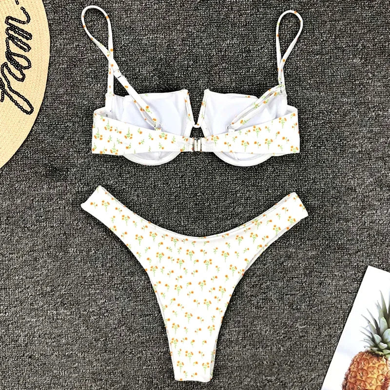 Underwired V-Bar Bikinis 2026 Polka Dot Bikini Women Swimsuit Female Swimwear Two Pieces Bikini Set Push Up Bathing Suit Swim