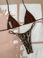 Shiny Sequin Coffee Leopard Print Bikini Set Women Halter Push Up Bra Triangle Swimsuit 2026 Beach Bathing Suit Holiday Swimwear