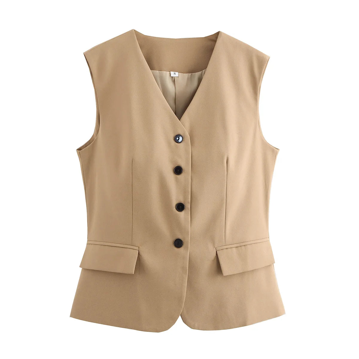 Women's Fashion Versatile Vest Solid Color Tailored Vest Three Pack Sleeveless V Neck Button Down For Women Office Wear 2EKY
