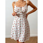 Women's Sleepwear Sexy Nightdress Night Gown Heart Printed Halter Neck Pajama Mini Dress Casual Sleepshirts Nightdress