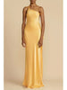Spring Summer Slim Off Shoulder Evening Dresses Women Solid Color Slant Collar Backless Package Hip Bodycon Party Dress Female
