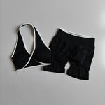 2pcs Women's Seamless Push-up Sports Vest Bra Set with High Elastic Hip Lifting Shorts for Running Aerobics Yoga