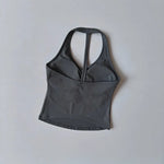 Women's Summer V-Neck Yoga Sports Vest Hanging Back Neck Design Outdoor Running Training Gathered Fit Top for Active Wear