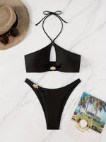 ZTVitality Sexy Solid 2 Piece Bikini Set 2025 New Bqiuini Padded Bra Halter Swimsuit Women's Swimwear Summer Beachwear Brazilian