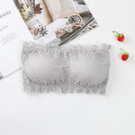 Women Floral Lace Tube Top Wireless Bra Sexy Lingerie Strapless Bralette Solid Color Crop Top Female Padded Bandeau Padded Bra