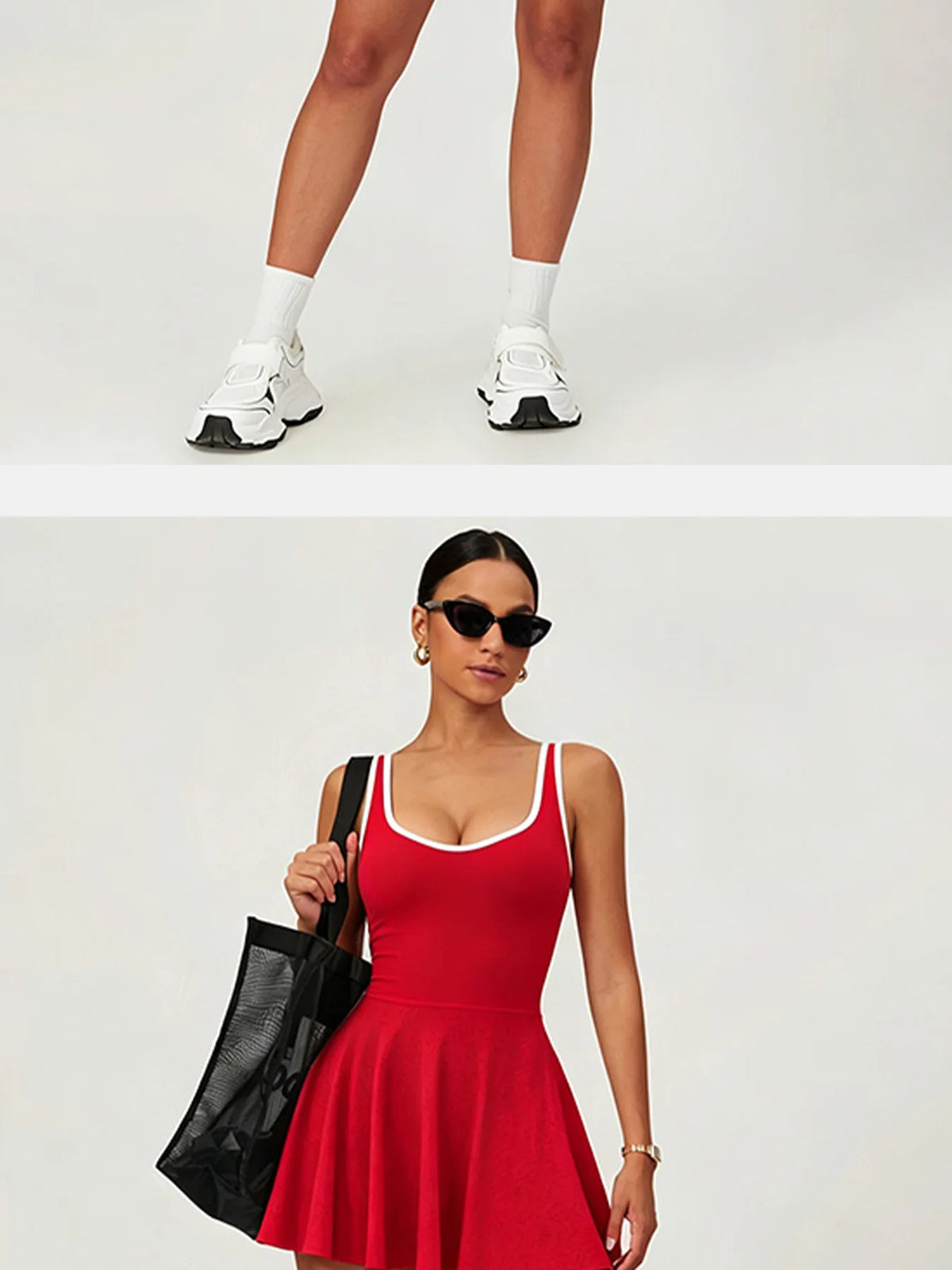 Naked Breathable Tennis Dresses with Built-in Pocket Shorts Women Color Contrast Hollow Out Backless Sports Golf Pleate Dress