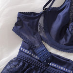 Toucheart Sexy Lingerie Suit for Women Lace Hollow Out See-through Underwear 4-piece Set Solid Color Sexy Garters Underwear Suit