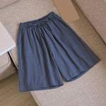 Wide Leg Loose Short Pants Women Summer Casual Shorts Elastic Waist Drawstring Pockets Shorts Solid Color Streetwear