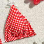 Red Plaid String Halter thong Micro Bikini for Women Mini Swimwear Lace-up Sexy Swimsuit Bathing Suit Triangle Bikinis Sets 2026