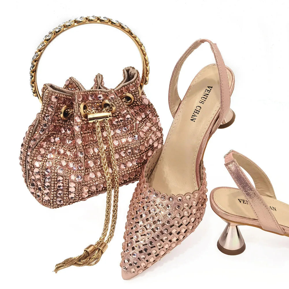 DoershowAfrican fashion Italian Shoes And Bag Sets For Evening Party With Stones wine Italian Handbags Match Bags! HAE1-4