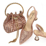 DoershowAfrican fashion Italian Shoes And Bag Sets For Evening Party With Stones wine Italian Handbags Match Bags! HAE1-4